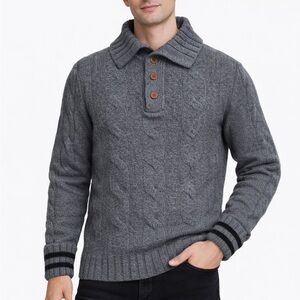 Le 31 by Simons Vintage Charcoal Cable Knit Sweater